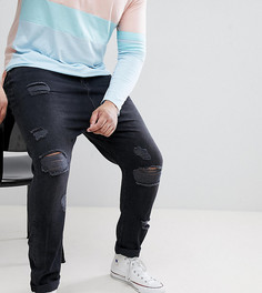 Черные рваные выбеленные джинсы с заниженным шаговым швом ASOS DESIGN - Черный