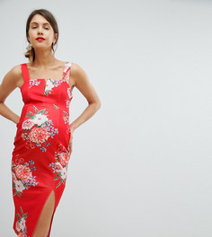 Платье-футляр с V-образной планкой и цветочным принтом ASOS DESIGN Maternity - Мульти