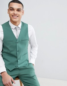 Зеленый узкий жилет ASOS DESIGN Wedding - Зеленый