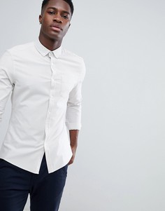 Облегающая эластичная оксфордская рубашка ASOS DESIGN - Кремовый