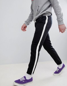 Черные укороченные брюки узкого кроя с непсами и отделкой лентой по бокам ASOS DESIGN - Черный