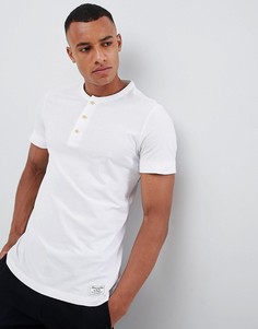 Белая обтягивающая футболка хенли с манжетами в рубчик Abercrombie &amp; Fitch - Белый