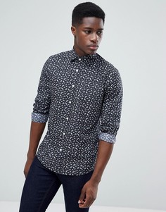 Узкая строгая рубашка с цветочным принтом Esprit - Серый