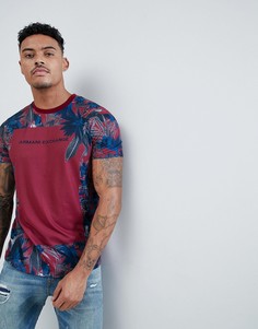 Красная футболка узкого кроя с пальмовым принтом Armani Exchange - Красный
