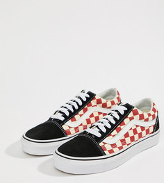 Кроссовки в шахматную клетку (черный/красный) Vans Old Skool - Красный