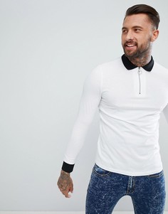 Поло с длинными рукавами, контрастным воротником и молнией ASOS DESIGN - Мульти