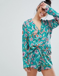 Традиционная пижама с рубашкой и шортами из 100% вискозы ASOS DESIGN - Мульти