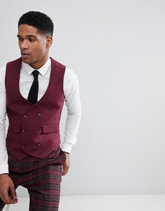 Малиновый облегающий жилет из 100% шерсти ASOS DESIGN - Красный