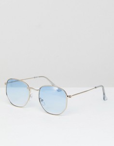 Круглые солнцезащитные очки с синими стеклами Jeepers Peepers - Золотой