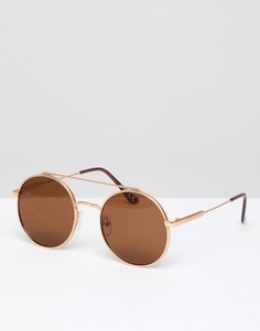 Круглые солнцезащитные очки в золотистой оправе Jeepers Peepers - Золотой