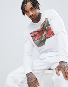 Свободный длинный лонгслив из плотного трикотажа с принтом ASOS DESIGN - Белый