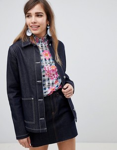 Джинсовая куртка в стиле милитари цвета индиго ASOS DESIGN - Синий