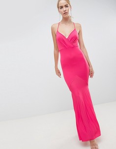 Платье макси с запахом и плиссированной юбкой годе ASOS DESIGN - Розовый