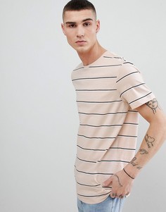 Светло-коричневая футболка с полосками New Look - Светло-бежевый