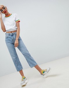 Футболка в полоску с краем на резинке и яркой отделкой ASOS DESIGN - Мульти