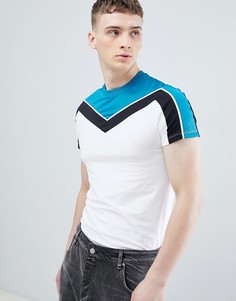 Белая обтягивающая футболка с шевронной отделкой ASOS DESIGN - Белый