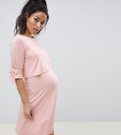 Двухслойное платье с завязками на рукавах ASOS DESIGN Maternity - Розовый
