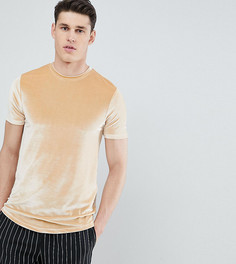 Бежевая велюровая футболка с закругленным краем ASOS DESIGN Tall - Бежевый