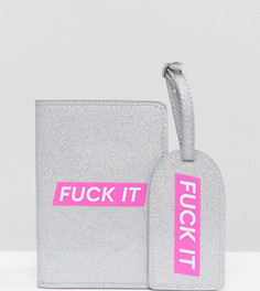 Набор с обложкой для паспорта и багажной биркой Skinnydip FUCK IT - Мульти