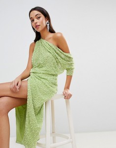 Платье миди на одно плечо с пайетками ASOS EDITION - Зеленый
