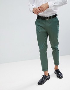 Укороченные брюки скинни из хлопкового сатина ASOS WEDDING - Зеленый