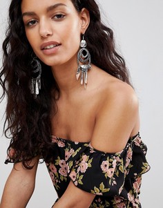 Серьги-подвески с камнями ASOS DESIGN - Серебряный