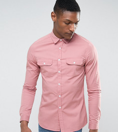 Розовая узкая рубашка с двумя карманами ASOS TALL - Розовый