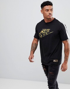Черная футболка с цветочным принтом в форме логотипа Nike 892520-010 - Черный