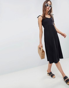 Свободный сарафан миди с бретелями на завязках ASOS DESIGN - Черный