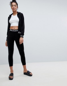 Велюровые леггинсы Juicy Couture Black Label - Черный