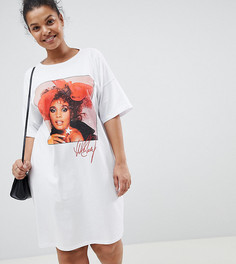 Платье-футболка с V-образным вырезом на спине ASOS DESIGN Curve Whitney - Белый