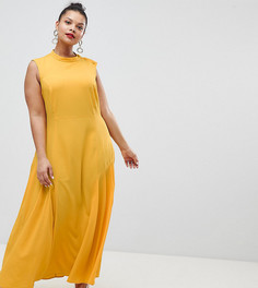 Платье макси с плиссировкой ASOS DESIGN Curve - Желтый