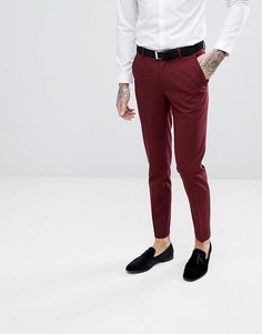 Темно-бордовые зауженные брюки под смокинг ASOS - Красный