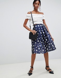 Плиссированная юбка для выпускного в горошек Liquorish - Синий