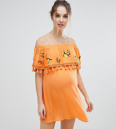 Пляжное платье-бандо с вышитыми фруктами ASOS Maternity - Оранжевый