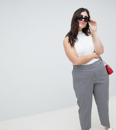 Суженные книзу брюки в клетку с ремнем и пряжками ASOS DESIGN Curve Tailored - Мульти