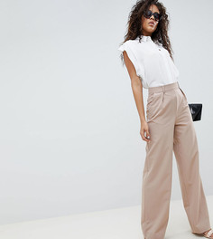 Брюки с широкими штанинами и складками ASOS DESIGN Tall - Кремовый