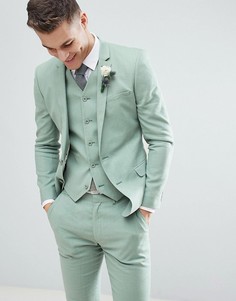 Зеленый льняной супероблегающий пиджак ASOS DESIGN Wedding - Зеленый
