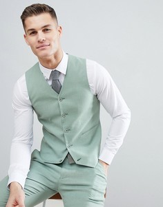 Супероблегающий жилет из ткани с добавлением льна ASOS DESIGN Wedding - Зеленый
