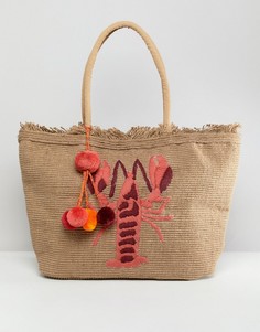 Структурированная пляжная сумка с вышитым вручную омаром America &amp; Beyond - Мульти