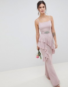 Платье макси с поясом ASOS DESIGN - Розовый