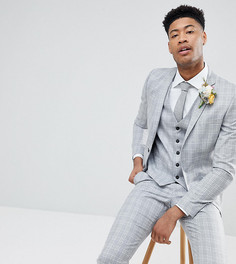 Серый приталенный пиджак в клетку Selected Homme TALL - Серый