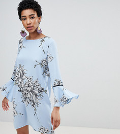 Платье А-силуэта с цветочным принтом и оборками Vero Moda Tall - Синий