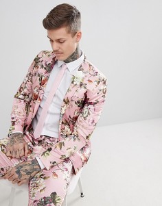 Атласный приталенный пиджак с цветочным принтом ASOS EDITION Wedding - Розовый
