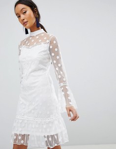Сетчатое платье в горошек Parisian - Белый