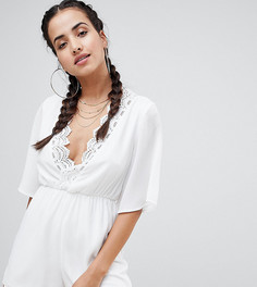 Ромпер с отделкой кроше PrettyLittleThing - Белый