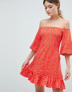 Сарафан мини с открытыми плечами и цветочным принтом ASOS DESIGN - Мульти