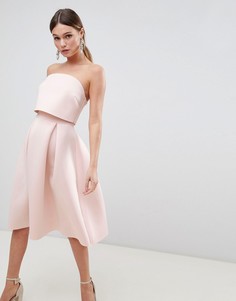 Платье-бандо миди для выпускного с кроп-топом ASOS DESIGN - Розовый