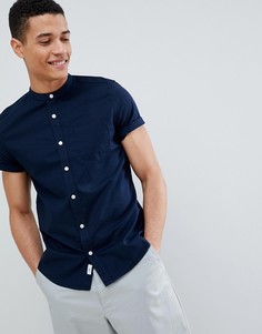 Темно-синяя приталенная рубашка с воротником на пуговицах Burton Menswear - Темно-синий