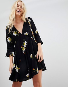 Платье с цветочным принтом Free People Time On My Side - Черный